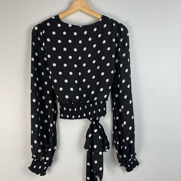 Lovers and Friends Chandra Polka Dot Smocked Cropped Top - Picture 2 of 9